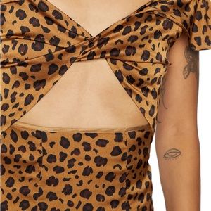 Never Fully Dressed Leopard Twist Front Midi Dress